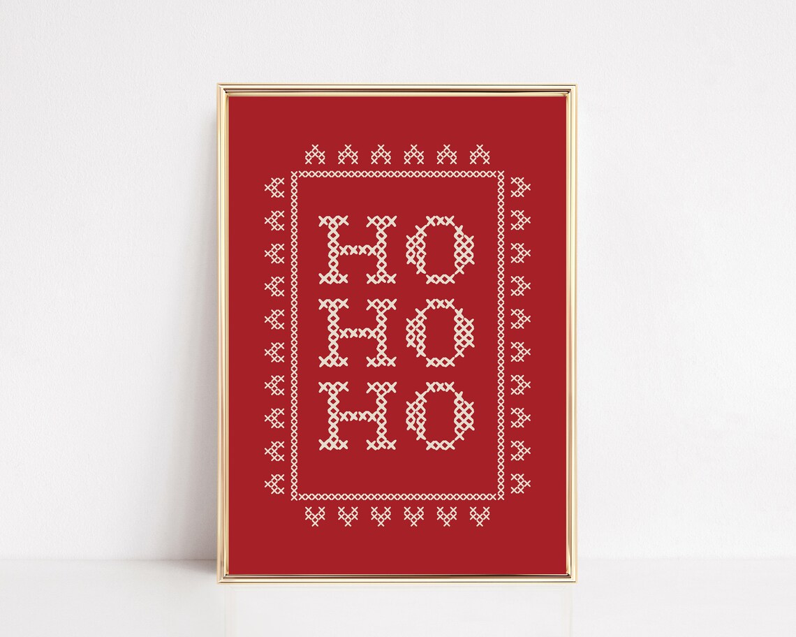 Ho Ho Ho Print, Kitschy Christmas Wall Art