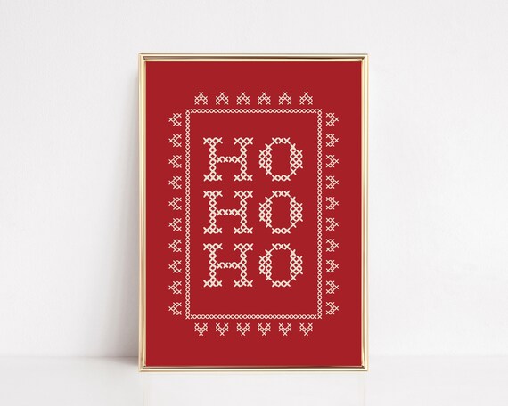 Ho Ho Ho Print, Kitschy Christmas Wall Art