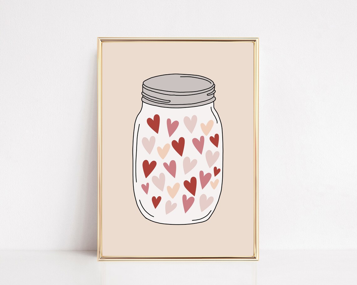 Valentine Hearts Pink Wall Art, Home Decor Print