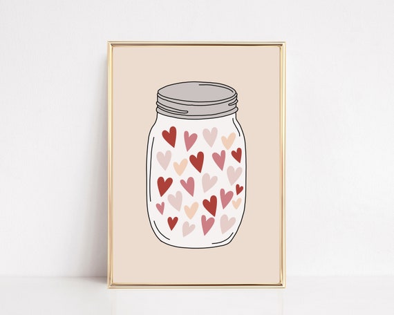 Valentine Hearts Pink Wall Art, Home Decor Print