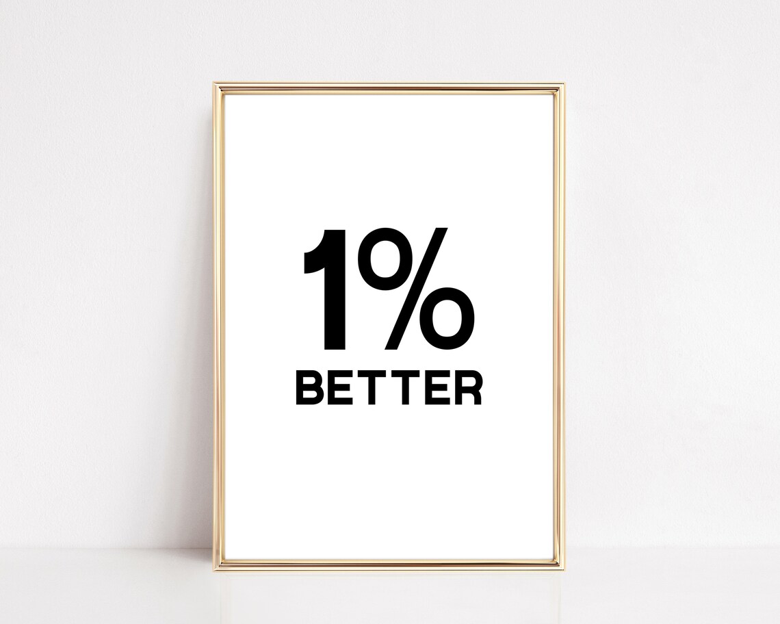 1% Better Every Day Gym Motivational Quote Fitness Wall Poster