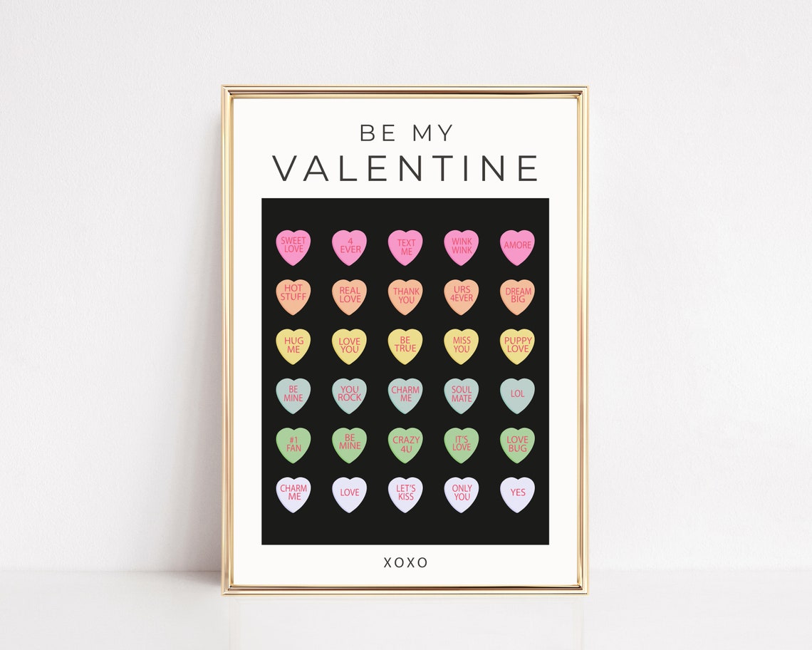 Candy Hearts Valentines Day Print Valentines Day Decor Conversation Hearts Print Valentines Art Wall Art