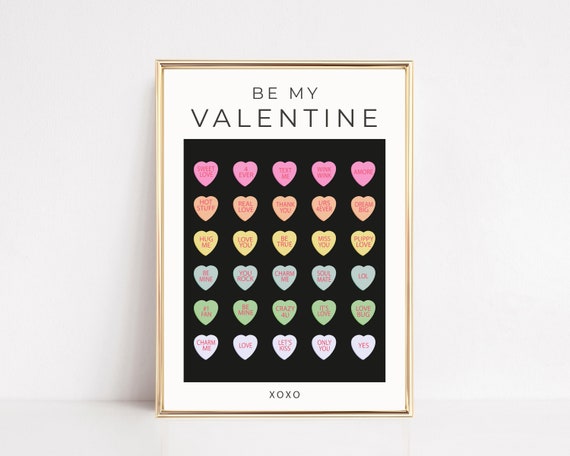 Candy Hearts Valentines Day Print Valentines Day Decor Conversation Hearts Print Valentines Art Wall Art