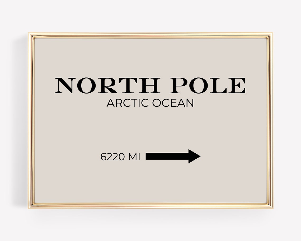 North Pole Arctic Ocean Directional Distance Arrow Sign Poster