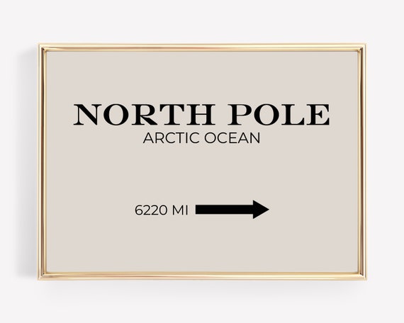 Funny Christmas Print North Pole Sign Scandinavian Christmas Decor Christmas Art Christmas Wall Art Print
