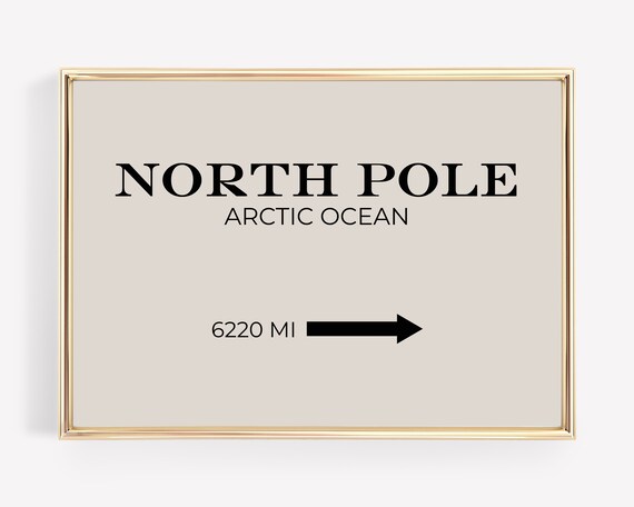 North Pole Arctic Ocean Directional Distance Arrow Sign Poster