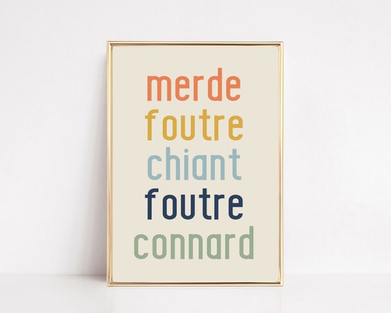 French Swear Words Print French Art Print Funny Home Office Decor French Wall Art Boho Prints Neutral Wall Art