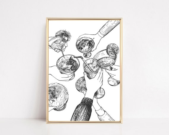 Cheers Bar Cart Decor Art Print, Trendy