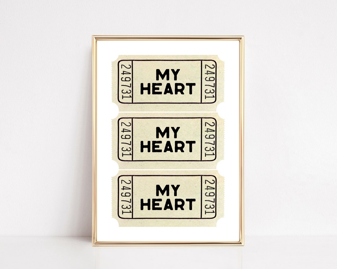 My Heart Vintage Ticket Stub Trio Retro Cream Numbered Keepsake Poster