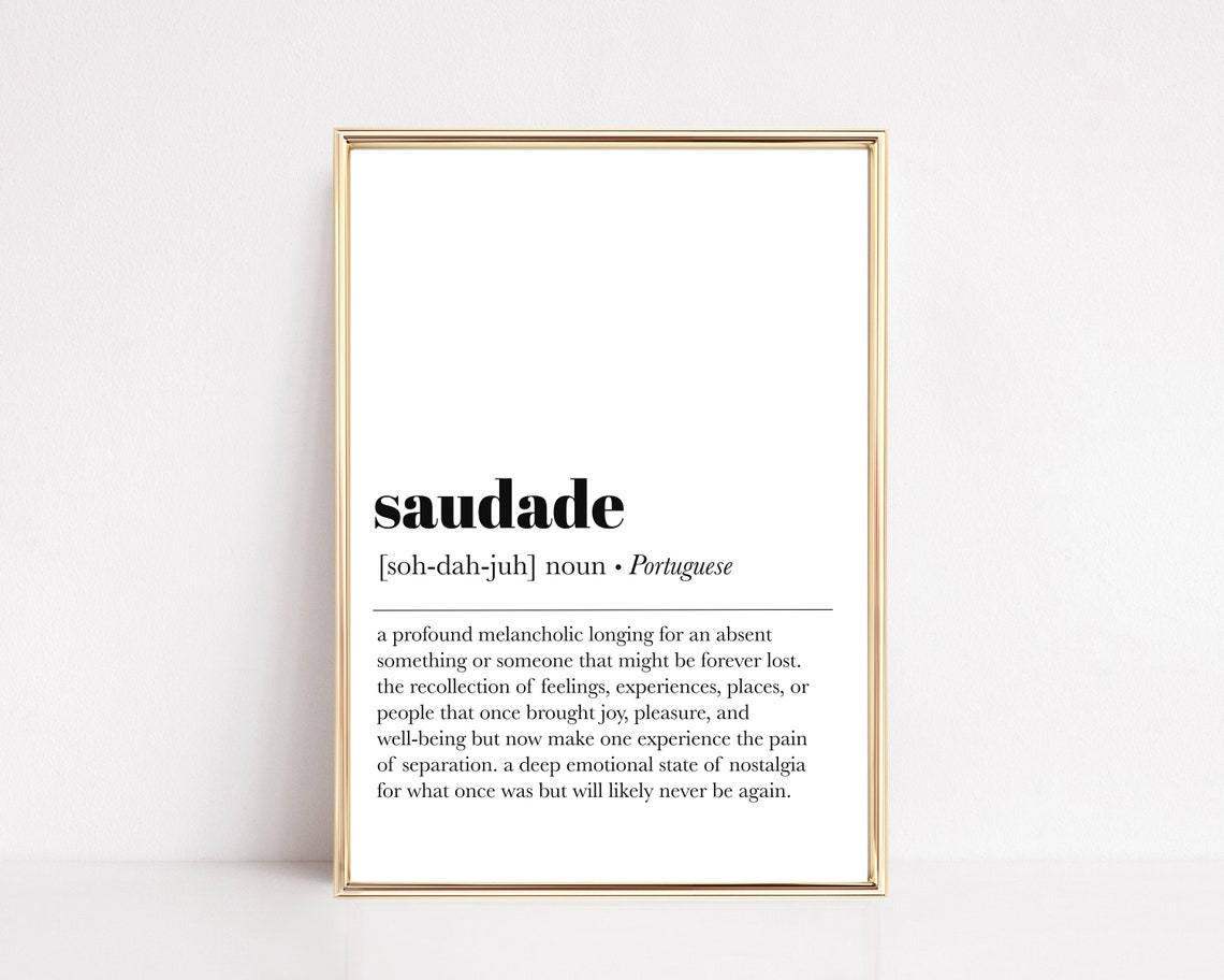 Saudade Portuguese Definition Nostalgic Minimalist White Poster