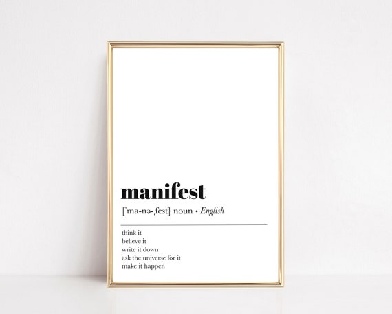 Manifest Definition Inspirational Wall Art Print