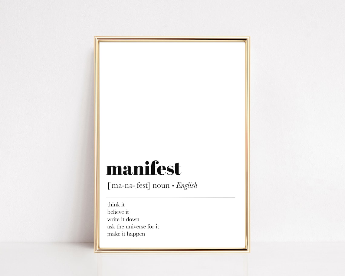 Manifest Definition Inspirational Wall Art Print