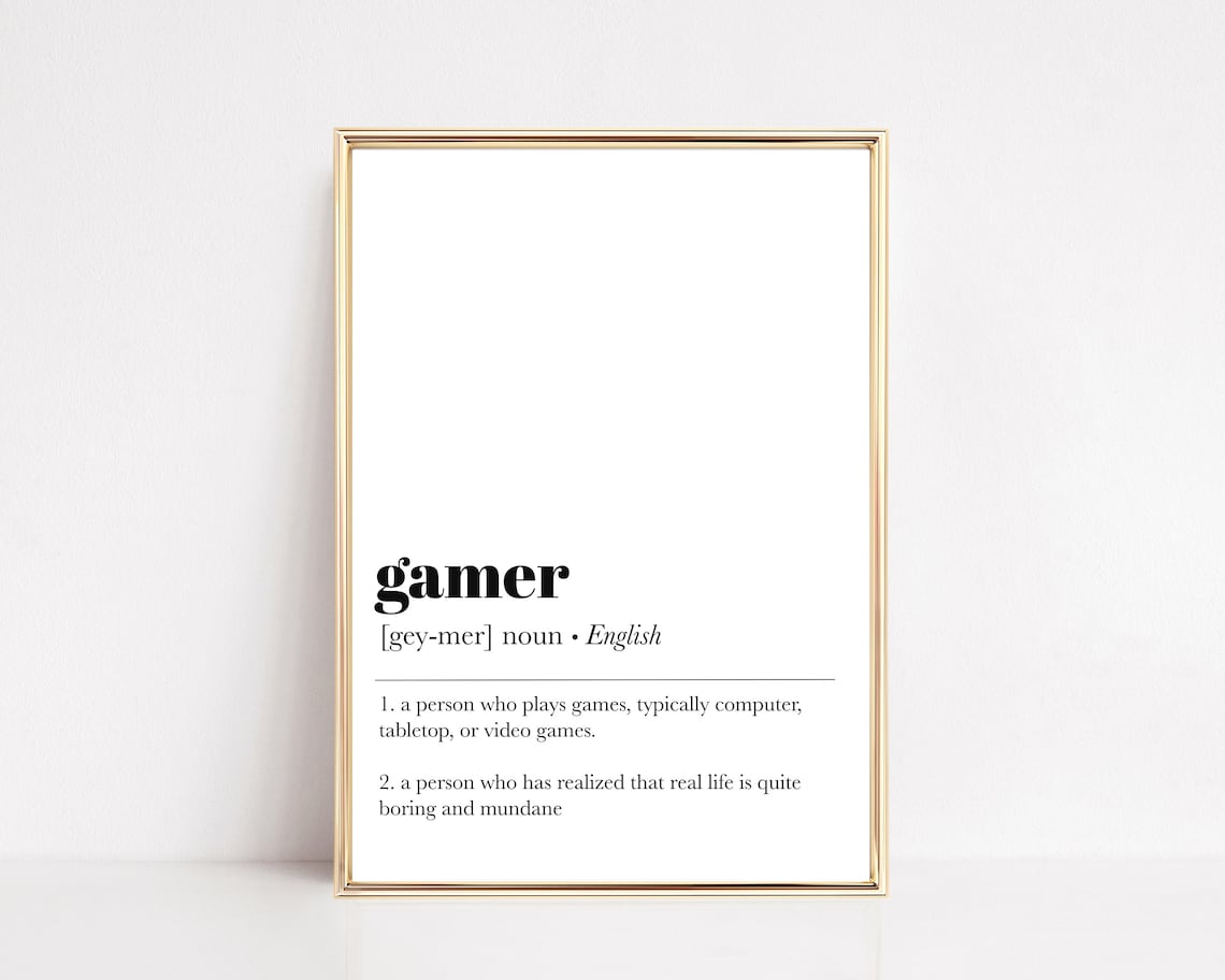 Gamer Definition Art Print, Boys Room Decor