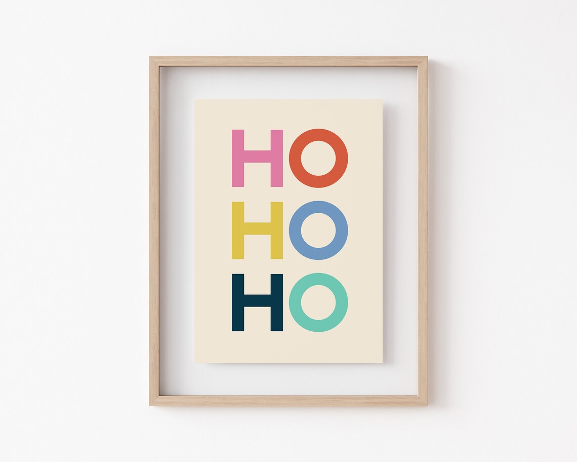 Christmas Ho Ho Ho Colorful Holiday Art Print