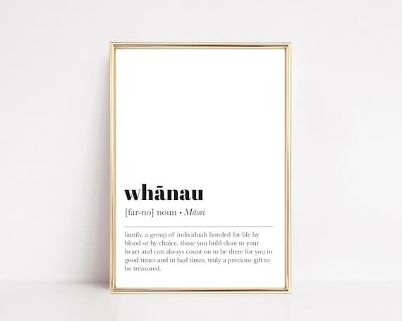 Whanau Definition Print, Minimal New Zealand Maori Art Print