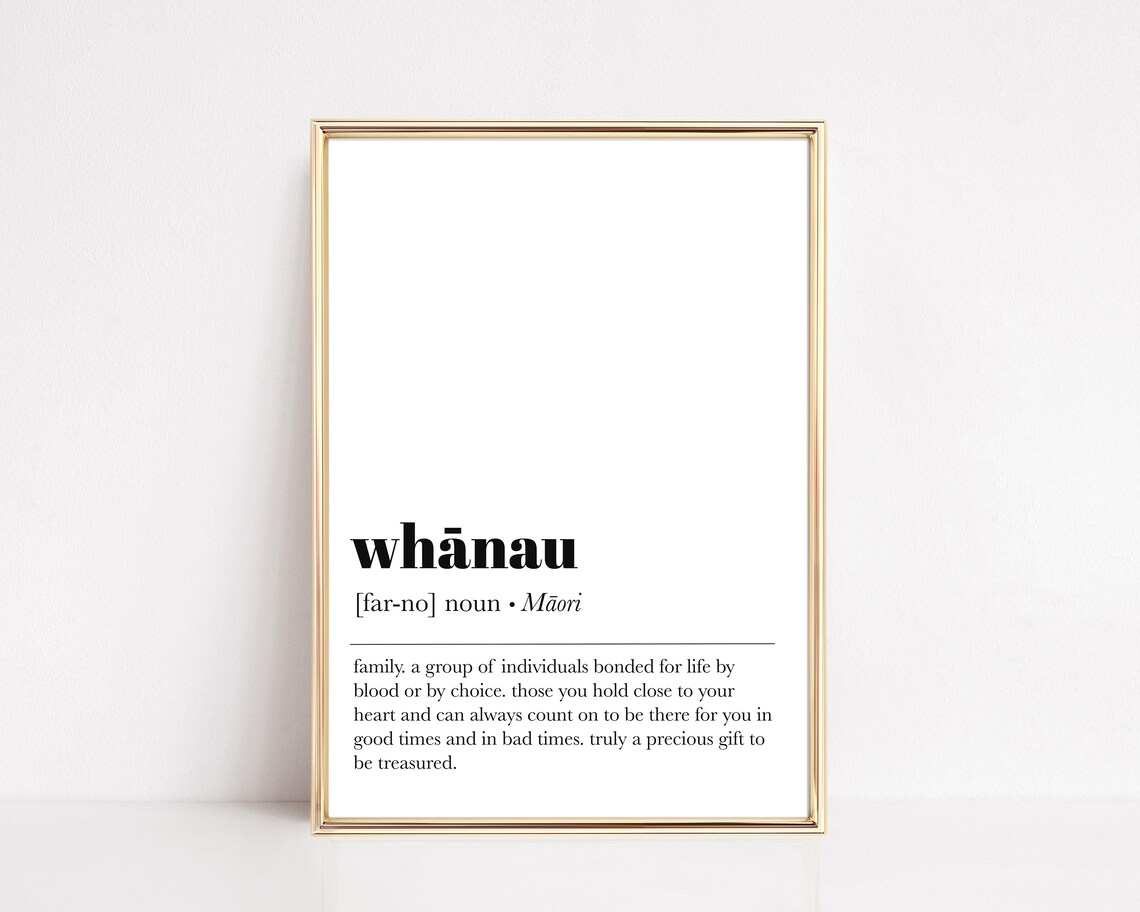 Whanau Definition Print, Minimal New Zealand Maori Art Print