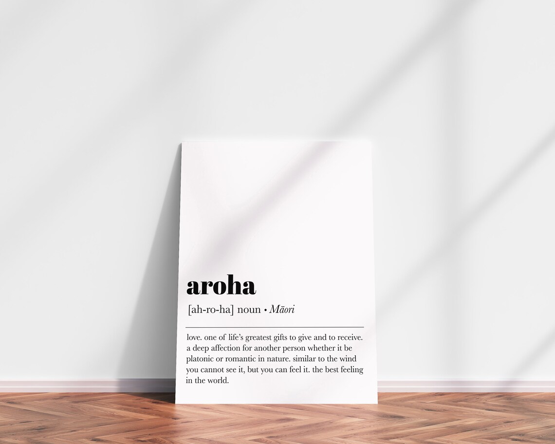 Aroha Maori Word Definition Print Love Quote Minimalist Decor - Image 2