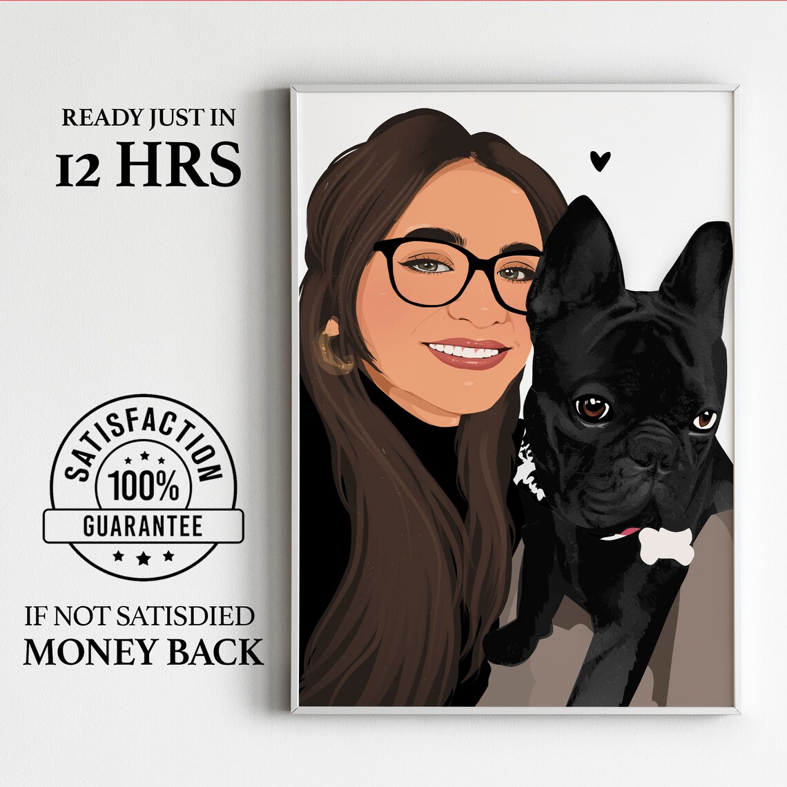Beautiful Smiling Woman With Glasses and French Bulldog Poster