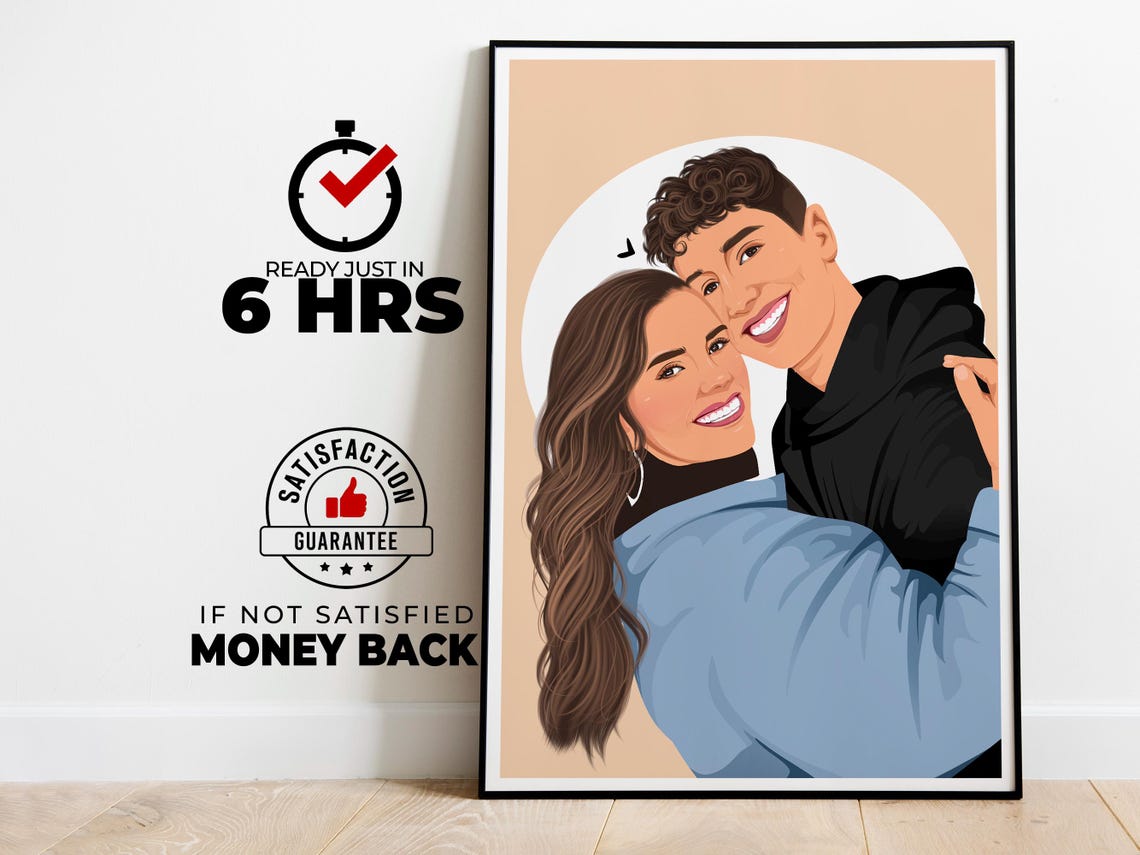 Couple Portrait Gift For Couple Custom Gift Engagement Drawing Faceless Portrait Boyfriend Portrait Family Portrait Anniversary Gifts