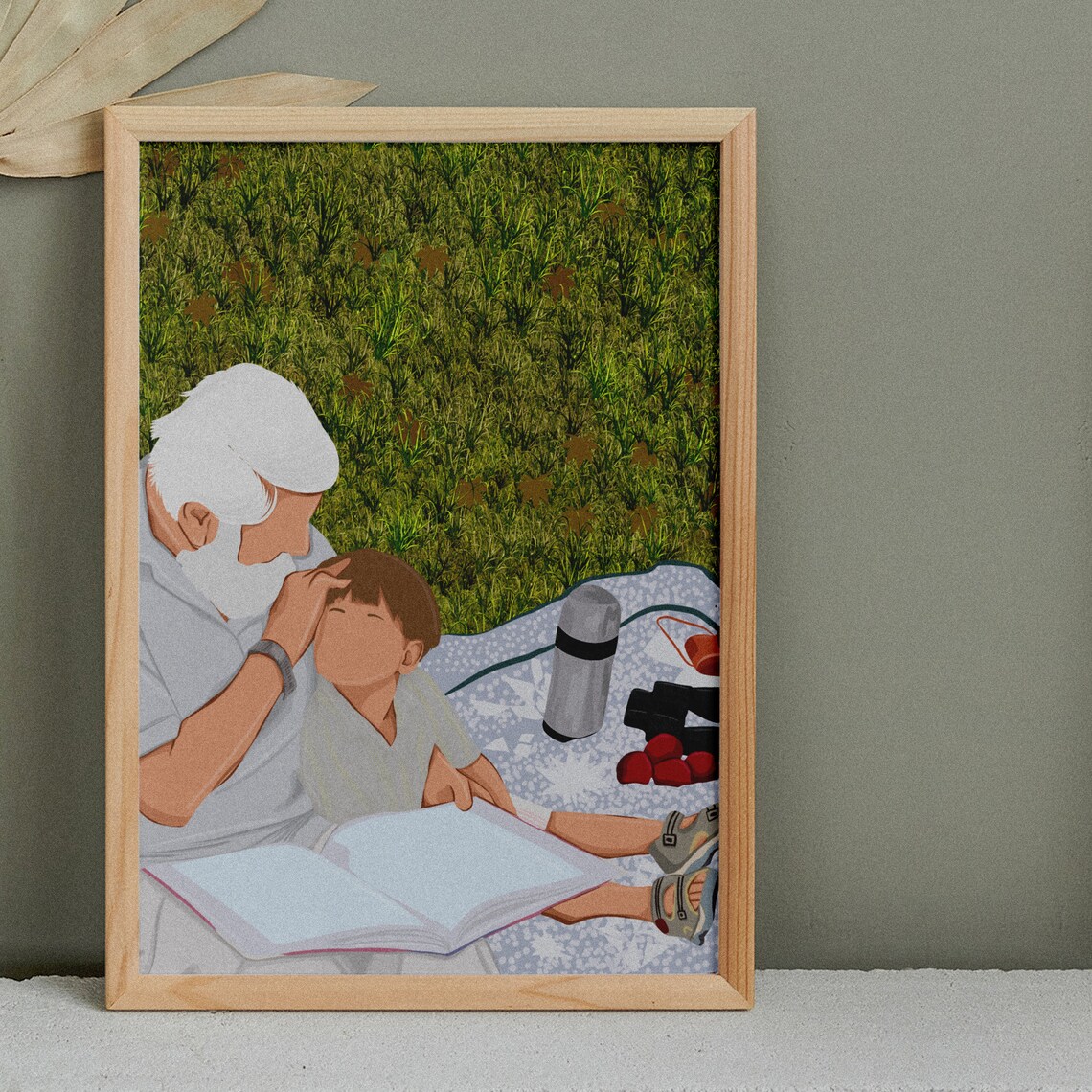 Grandparents with Grandson Playful Peekaboo Family Portrait Poster - Image 3