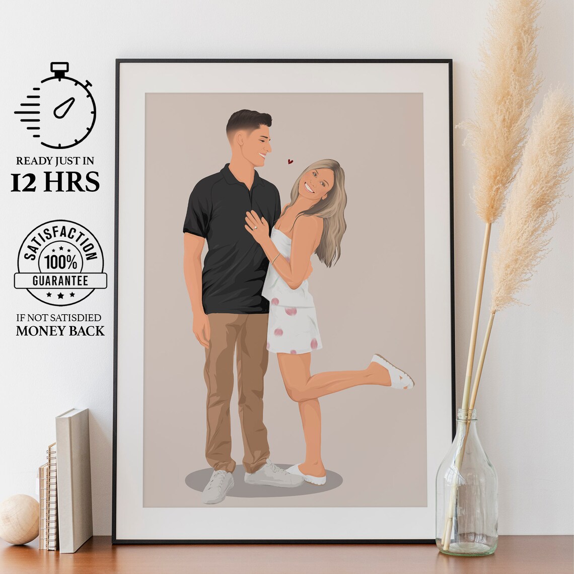 Minimalist Portrait For Her, Personalized Gift