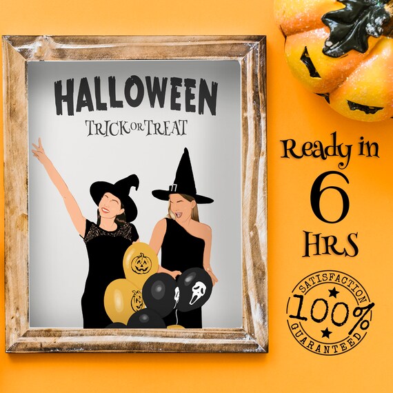 Custom Halloween Witches Portrait Trick or Treat Party Poster