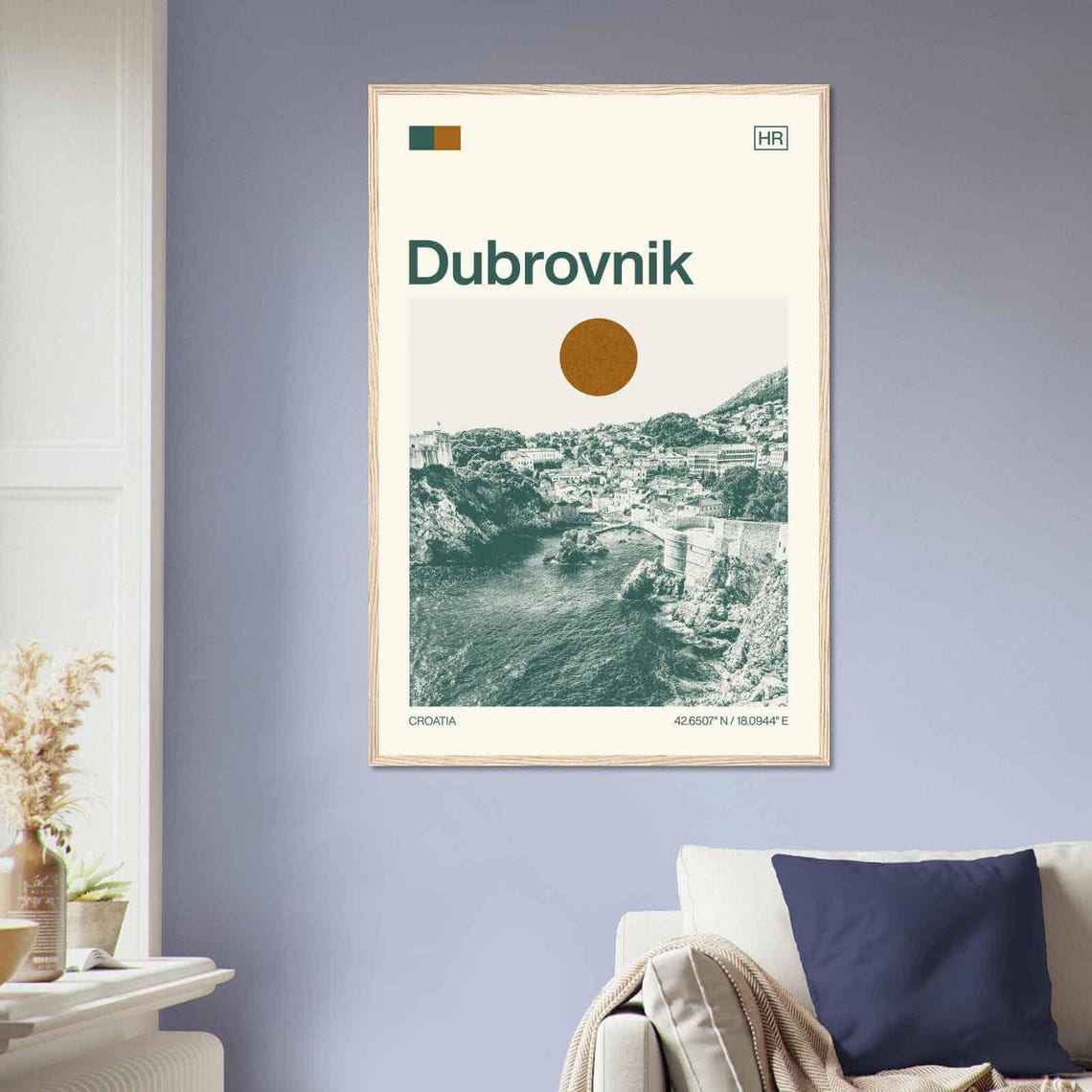 Dubrovnik Croatia Old Town Walls Adriatic Sea View Travel Poster - Image 2