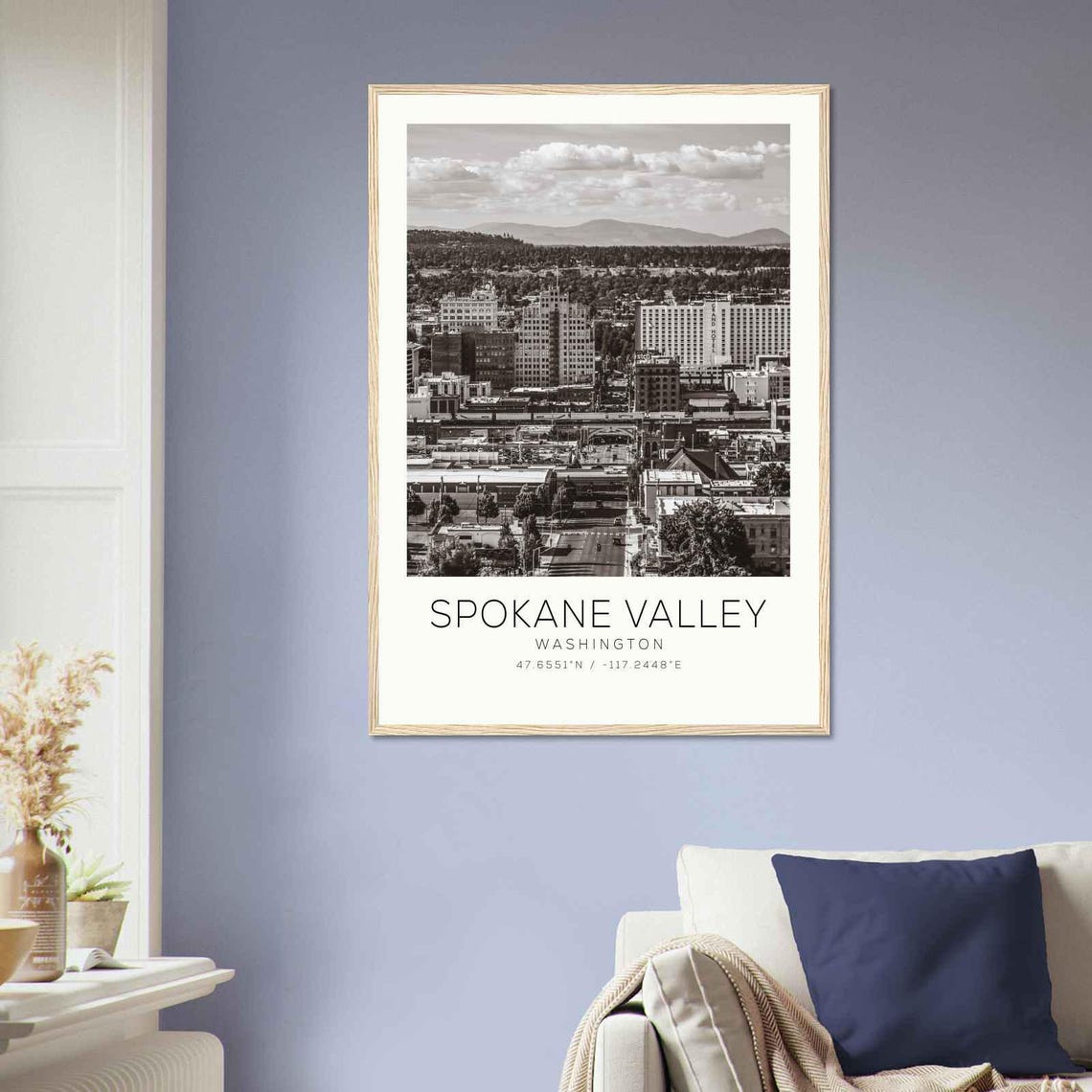 Spokane Valley Washington Downtown Skyline Mountain View Poster - Image 2