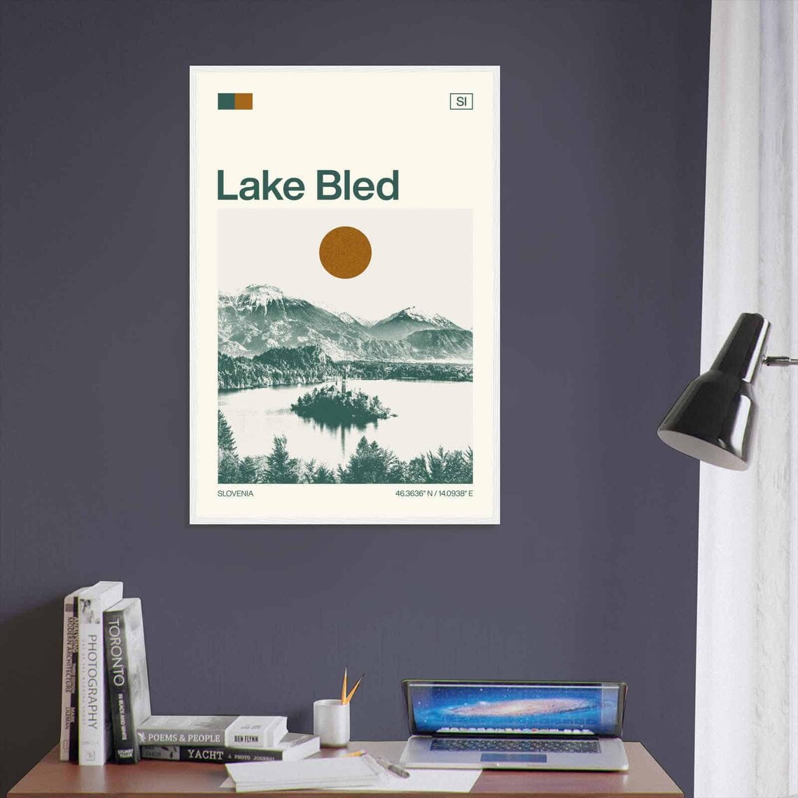 Lake Bled Slovenia Island Church Alpine Lake Duotone Travel Poster - Image 3