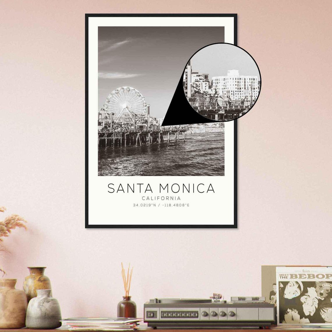 Santa Monica California Photo Travel Poster Santa Monica Travel Print Minimalist Travel Print Ds3 - Image 4