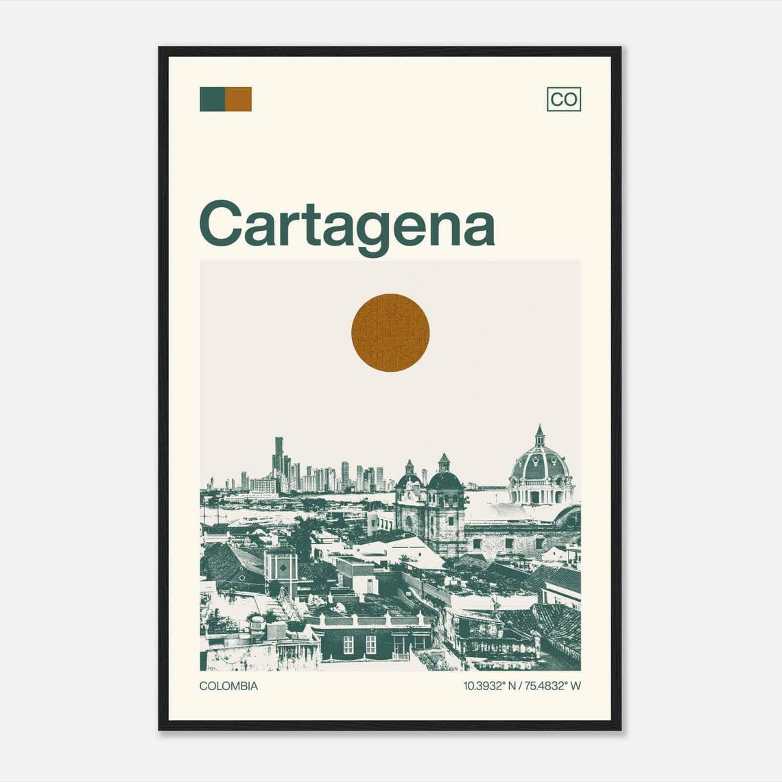 Cartagena Colombia Minimalist Monochrome Travel Photo Poster