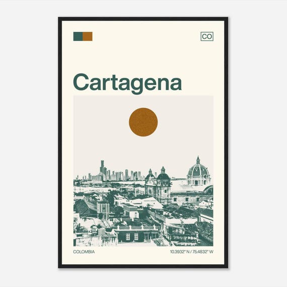 Cartagena Colombia Minimalist Monochrome Travel Photo Poster