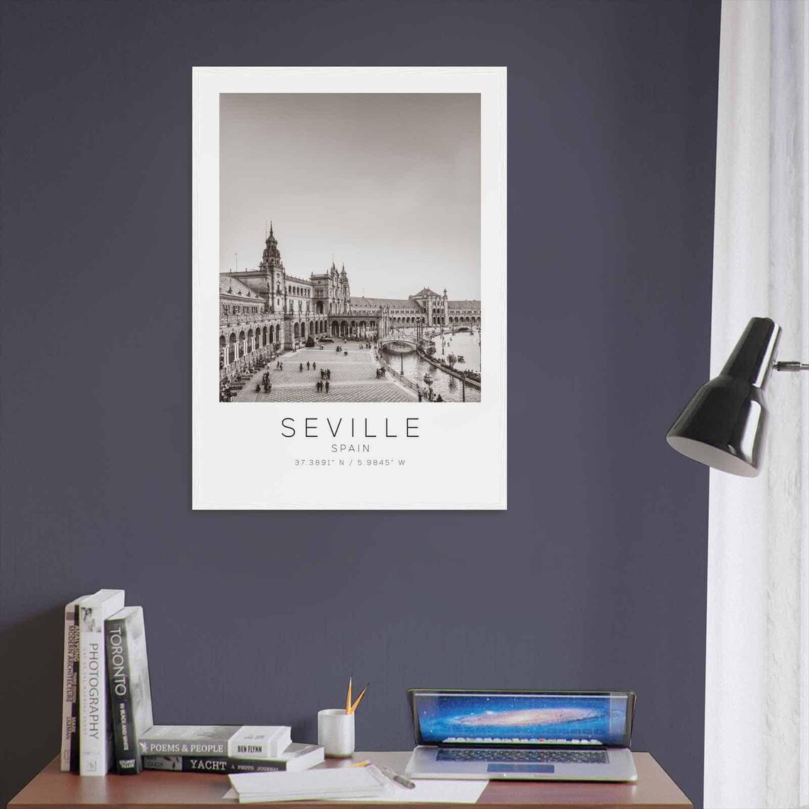 Seville Spain Plaza de Espana Arcade Black and White Travel Poster - Image 3