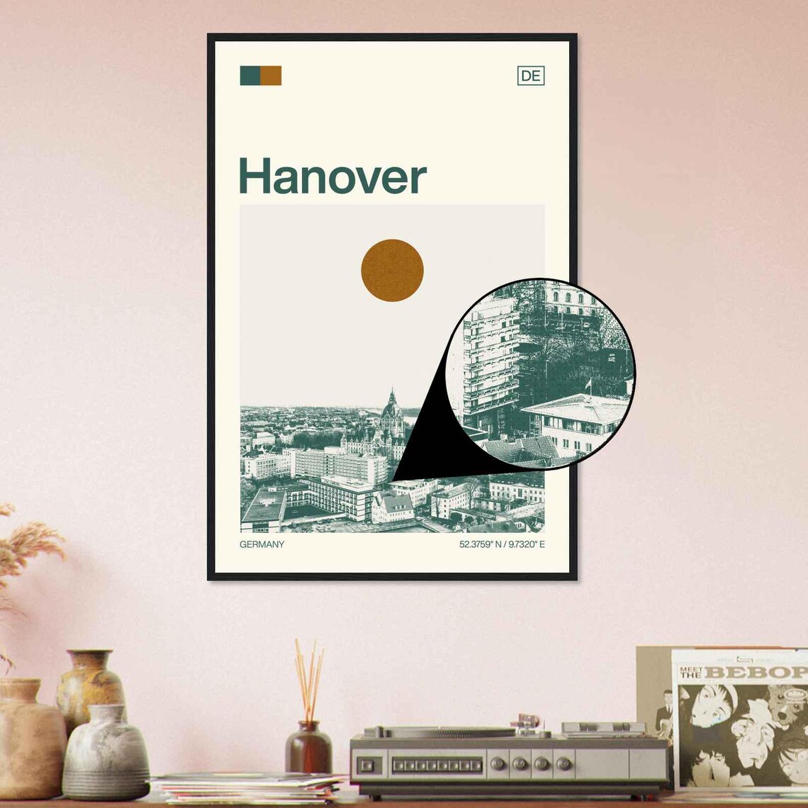 Hanover Germany City Town Hall Sun Minimalist Travel Art Poster - Image 4
