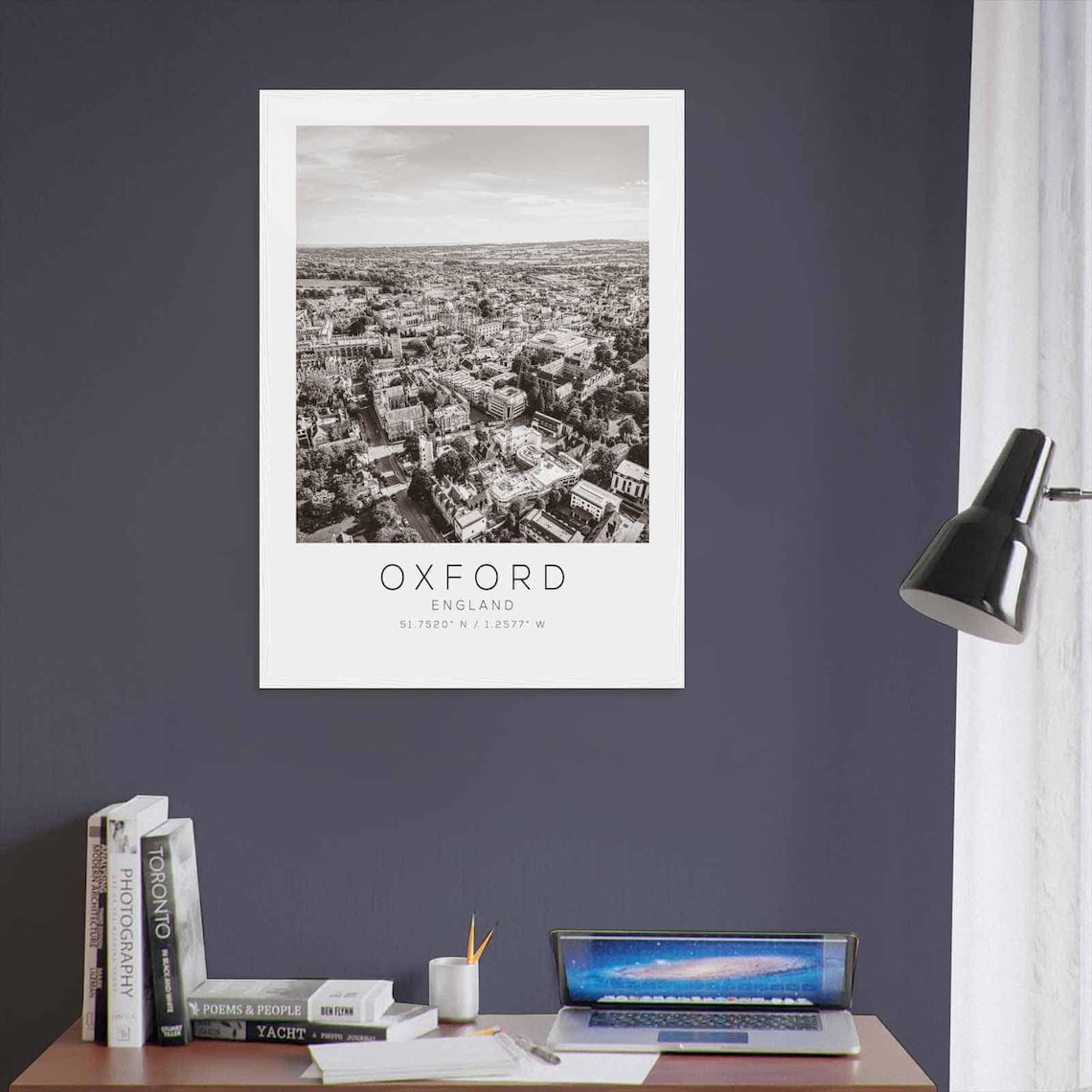 Oxford England Aerial University City Black White Photo Poster - Image 3