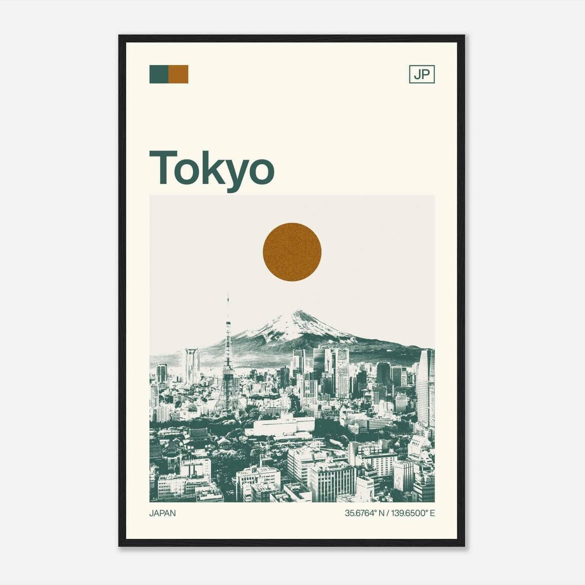 Tokyo Japan Minimalist Monochrome Travel Poster