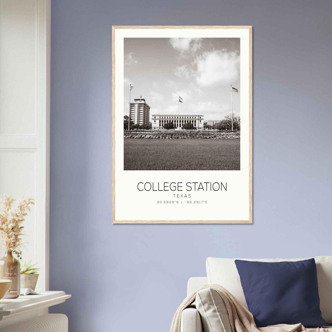 College Station Texas Photo Travel Poster College Station Travel Print Minimalist Travel Print - Image 2