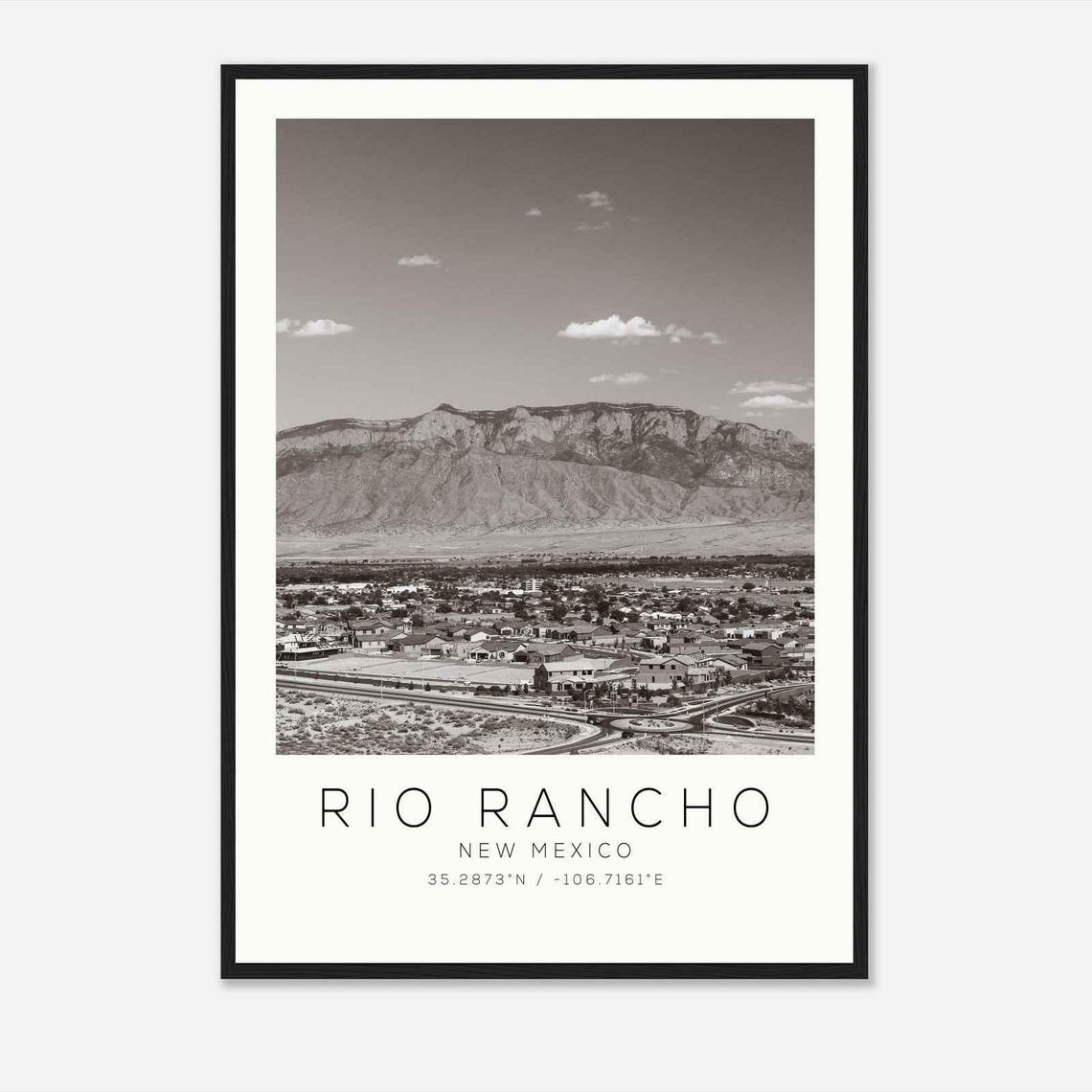 Rio Rancho New Mexico Sandia Mountains Black and White Photo Poster