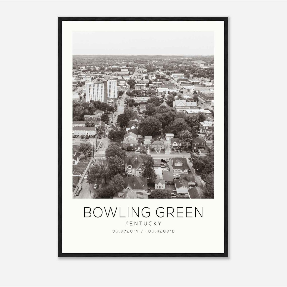 Bowling Green Kentucky Downtown Aerial Neighborhood View Poster
