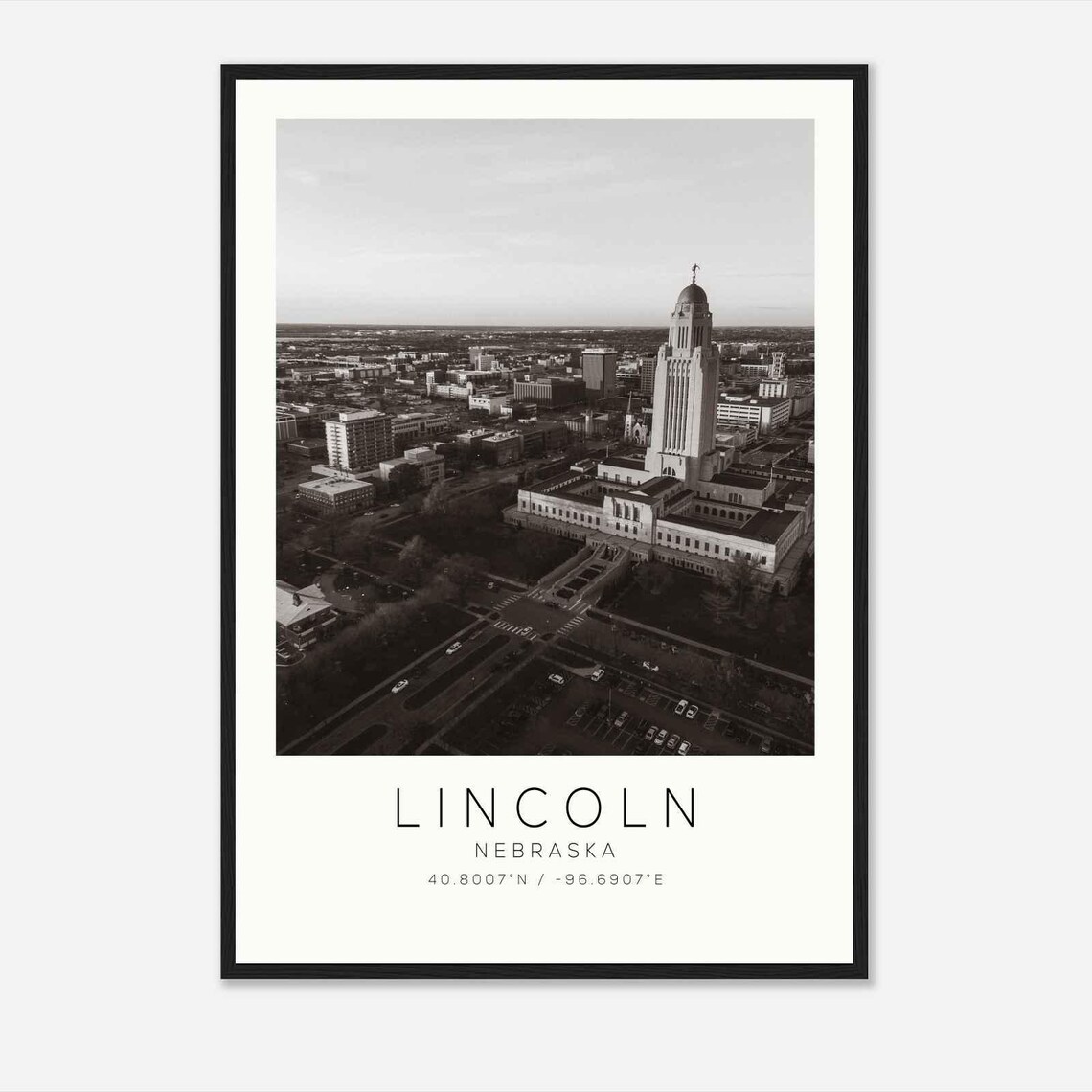 Lincoln Nebraska Minimalist Travel Poster, Travel Print