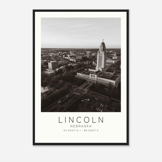 Lincoln Nebraska Minimalist Travel Poster, Travel Print