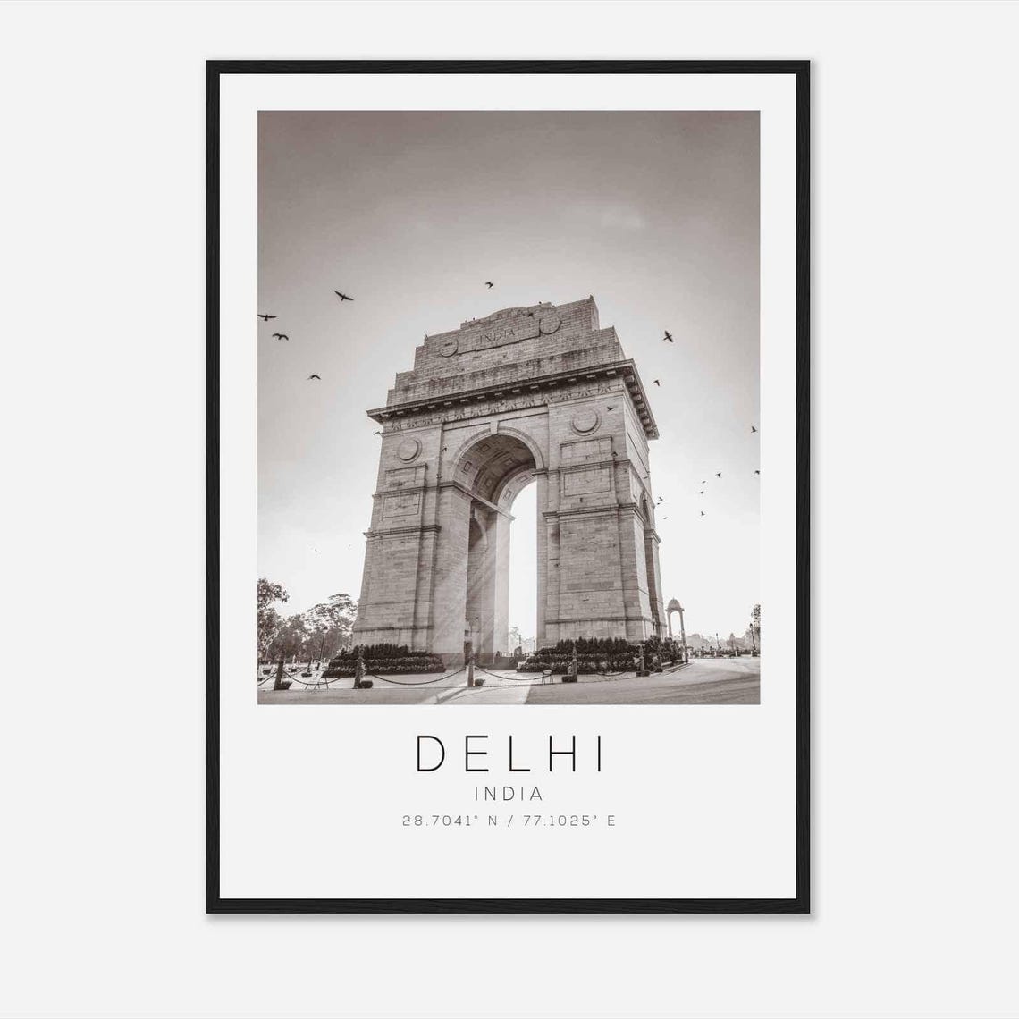 Delhi India Black And White India Gate Monument Photography Poster
