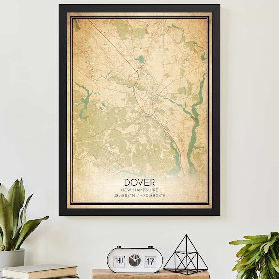 Dover New Hampshire Vintage Street Map with Coordinates Art Print