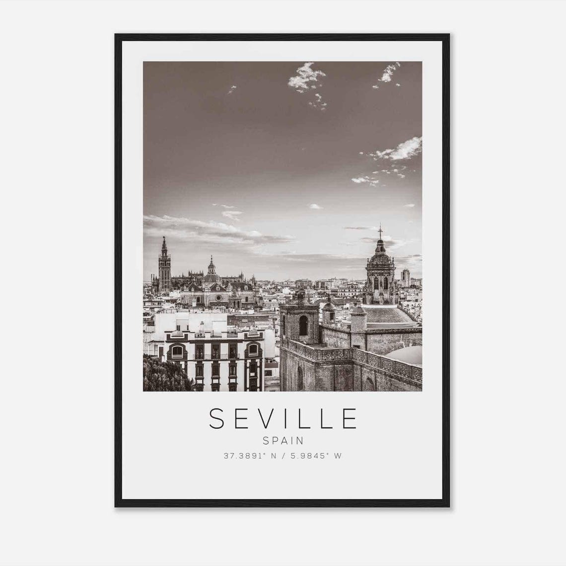 Seville Spain Travel Photo Poster Bw Seville Travel Print Minimalist Travel Poster Print3
