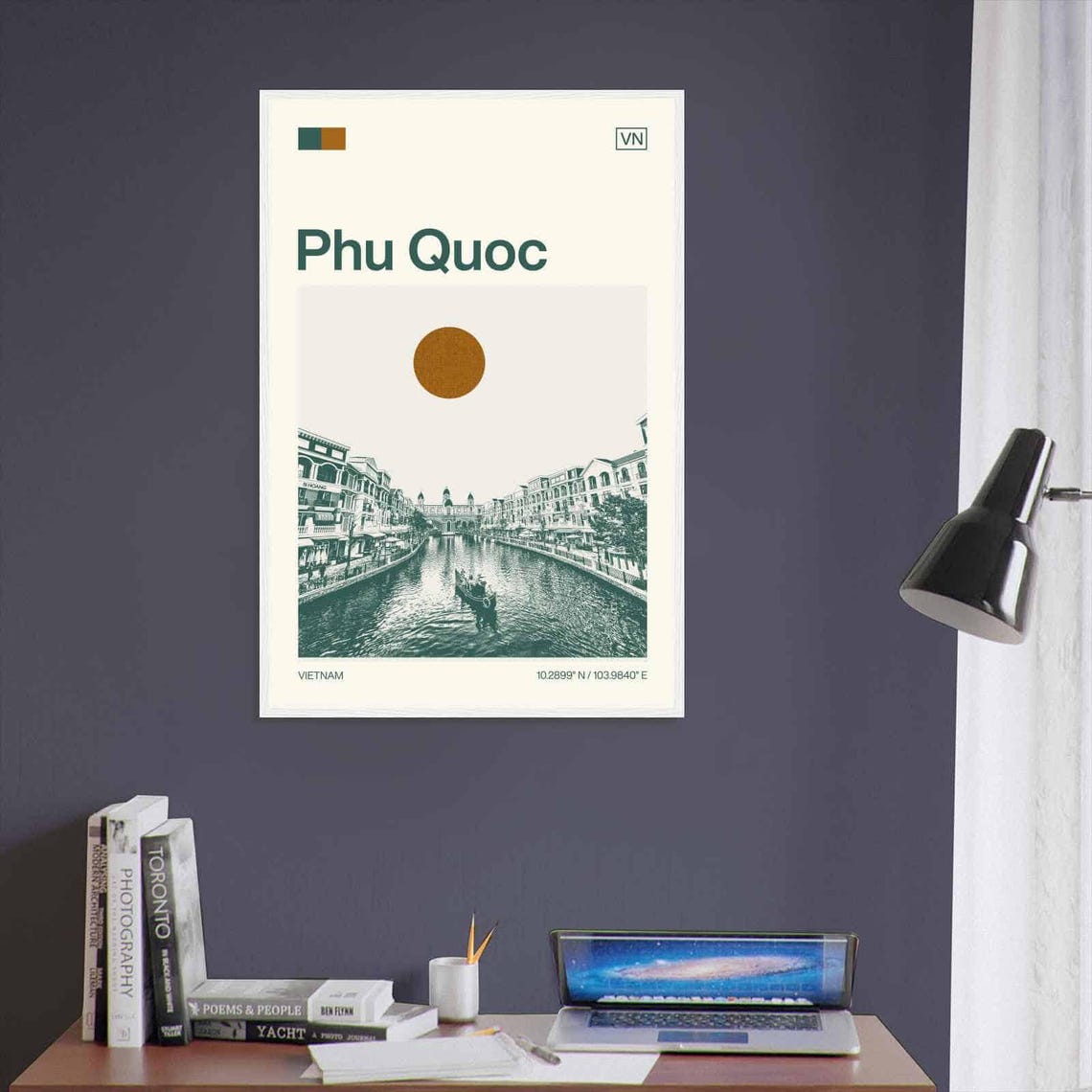 Phu Quoc Vietnam Canal Town Waterfront Minimalist Travel Poster - Image 3
