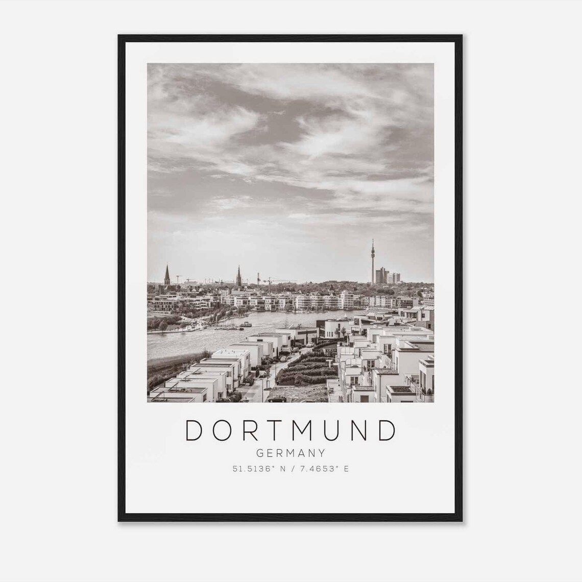 Dortmund Germany Black And White City Panorama Photography Poster