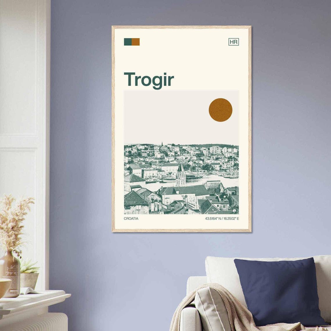 Trogir Croatia Old Town Harbor Rooftops Vintage Travel Poster - Image 2