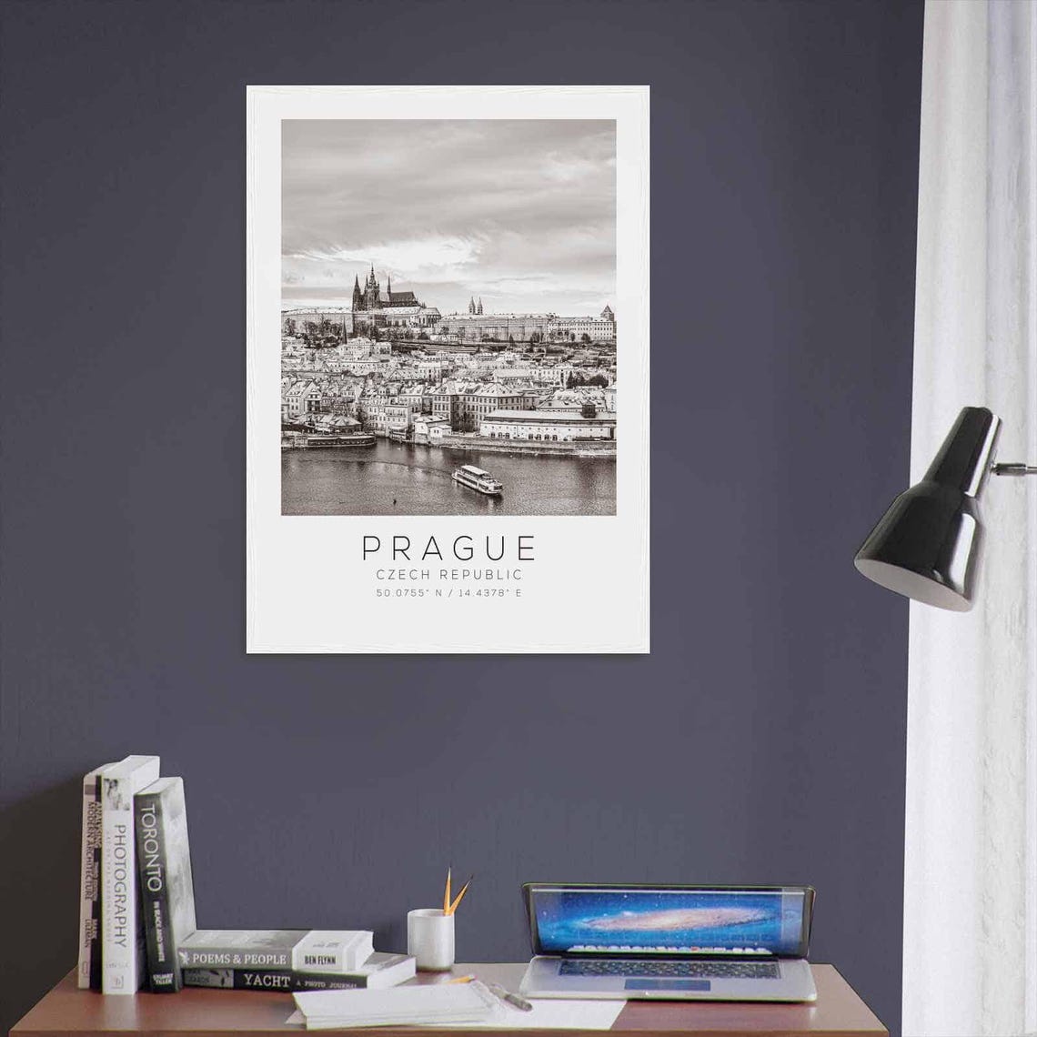 Prague Czech Republic Castle Old Town Vltava Black White Poster - Image 3