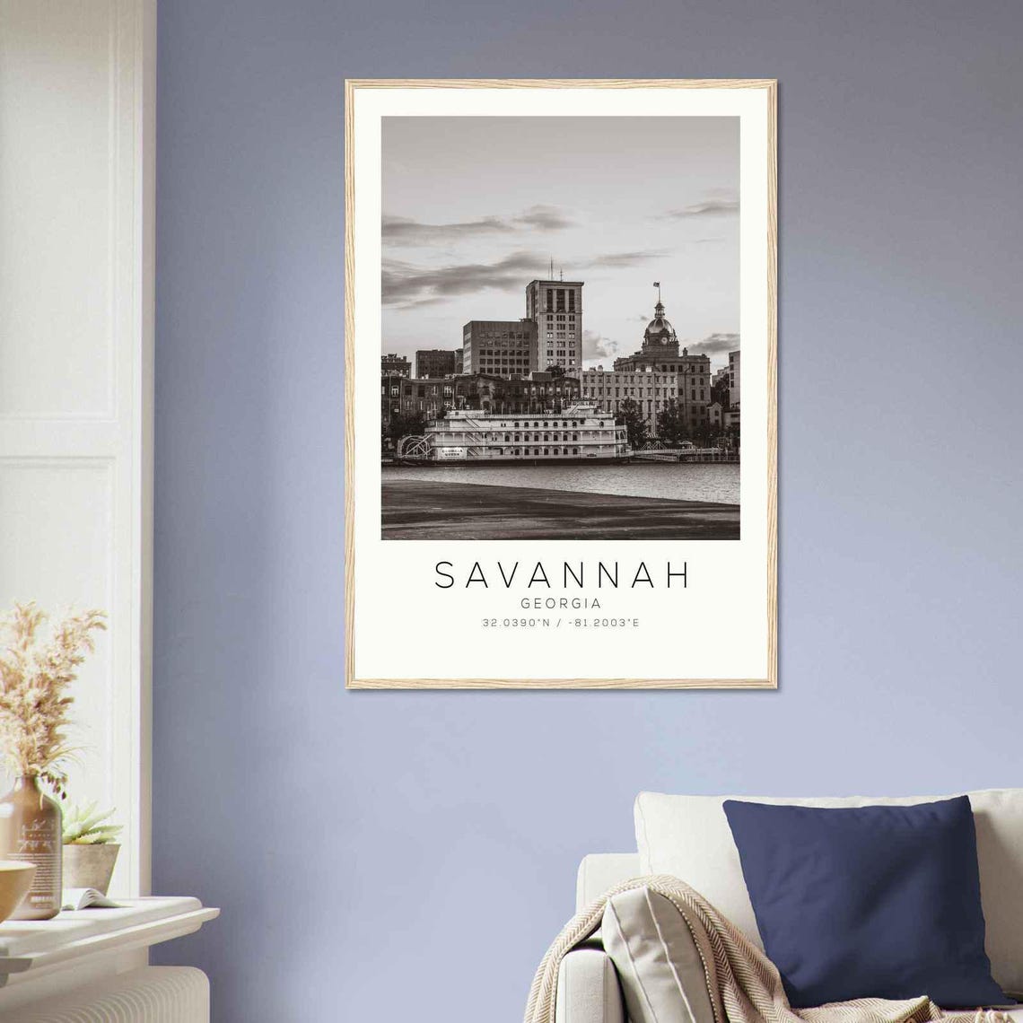 Savannah Georgia Riverboat Waterfront View Minimalist Photo Poster - Image 2