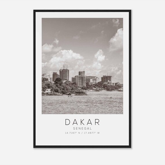 Dakar Senegal Travel Photo Poster Bw Dakar Travel Print Minimalist Travel Poster Print